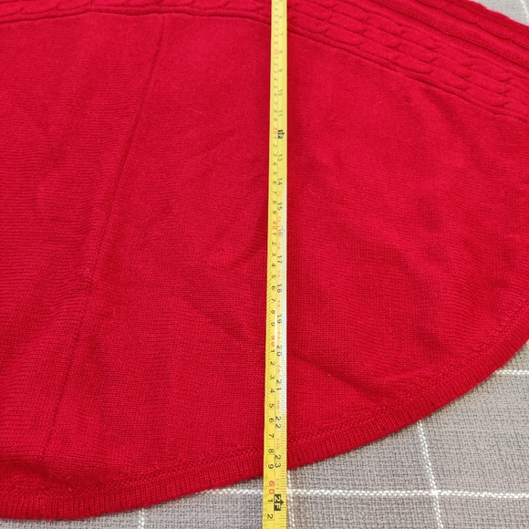 Baby Alpaca Red Poncho Sweater Crew Neck Cable Knit Made in Peru - Picture 7 of 7